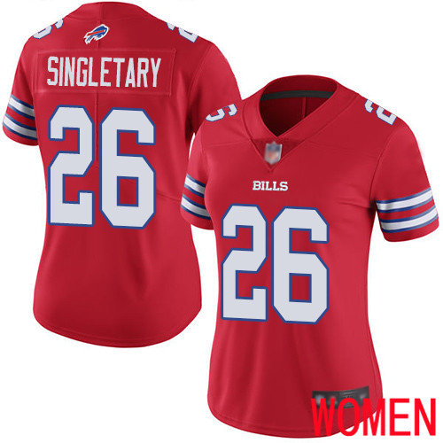 Women Buffalo Bills 26 Devin Singletary Limited Red Rush Vapor Untouchable NFL Jersey